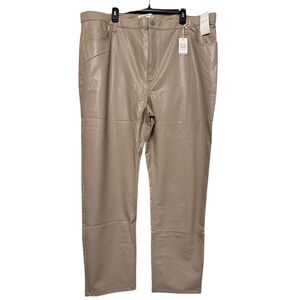 Abercrombie & Fitch 90s‎ Straight Ultra High Rise Tan Vegan Leather Pants 36/22L